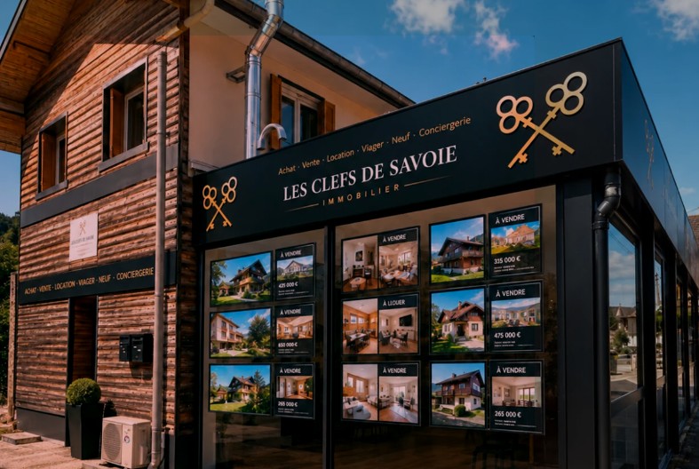 La vitrine de l'agence Les Clefs de Savoie Immobilier